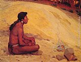 Indian Seated by a Campfire